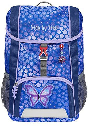 Step by Step Rucksack-Set Kid „Butterfly Maja“, mit Sitzkissen, ergonomischer Mini-Ranzen mit höhenverstellbarem Brustgurt, für Kindergarten, Vorschule und Freizeit, 13 l, blau-lila