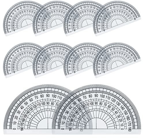 SZXMDKH Transportador de plástico para medición de ángulos matemáticas estudiantiles 180 grados, 4 pulgadas, transparente (10 unidades transportadoras)