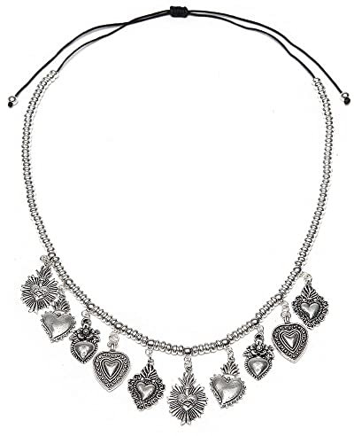 Vestopazzo VLNET collana regolabile con pendenti cuori sacri placcati in argento | Nickel tested | lavorazione artigianale | LO53127