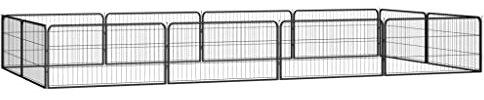 vidaXL Hunde Laufstall 12-TLG. 100x50cm Stahl Pulverbeschichtet Welpenauslauf