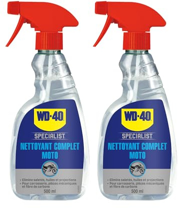 WD-40 Specialist Moto - Pulvérisateur - Nettoyant polyvalent - Compatible tous matériaux - Efficacité immédiate - 500 ml (Lot de 2)