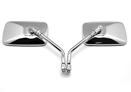 Lenkerendenspiegel Motorradspiegel 10mm Rechteck Metall Motorrad Rückspiegel Chrom Universal Motorrad Zubehör