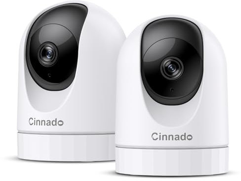 Cinnado Telecamera WiFi Interno - 2K(3MP) Videocamera Sorveglianza Interno Wi-Fi per Baby con Pan/Tilt, Rilevamento del movimento e sirena, Audio Bidirezionale, D1 2P