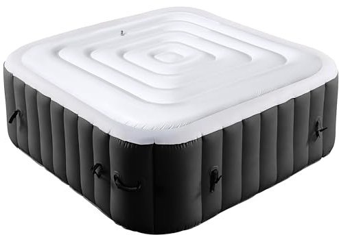 Tlswshsy Aufblasbare Whirlpool-Abdeckung, energiesparender Deckel für quadratische Whirlpools, faltbar, schützende Regenüberlaufabdeckung für aufblasbare Whirlpools im Freien