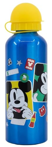 CARTOON Borraccia per bambini Topolino Disney bottiglia in alluminio 530 ml con beccuccio e coperchio