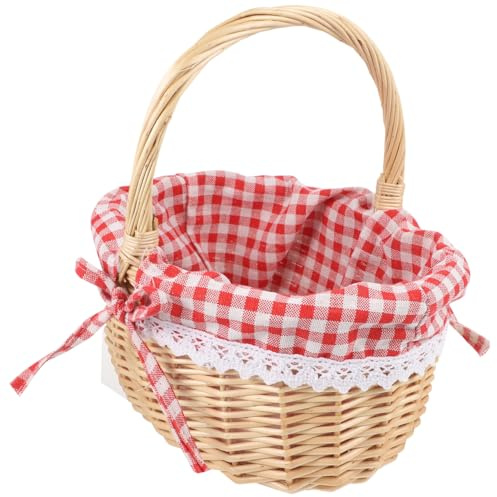 KOMBIUDA Geflochtener Aufbewahrungskorb Mit Henkel Aus Weide Kleiner Korb S FüR Obst GemüSe Brot Picknick Und Geschenk Vielseitige Snack-Aufbewahrungsbox FüR Haushalt Und KüChe