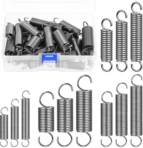 Glarks 36pcs Edelstahl-Verlängerungsfedern mit Öffnungshaken Sets 12-Größen-kleines Federspannungs-Feder-Drahtsortiment für Maschinenbau Industrie
