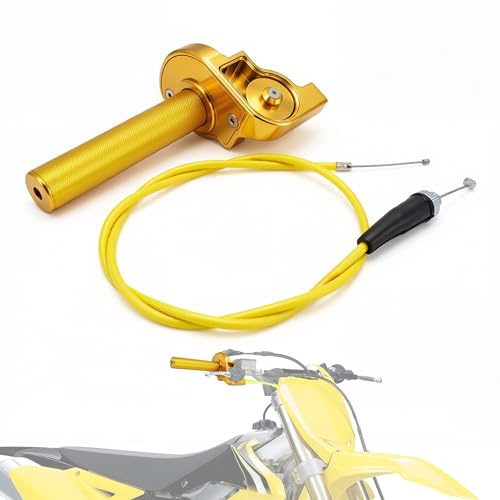 IUVWISN Motorrad Schnellgasgriff 7/8'' 22 mm Griffe Motorrad Gashebel mit Pit Bike Gaszug Universal für 50 110 125 150 200 250 cc Lenker Dirt Pit Bike ATV Mini Bike (Golden)