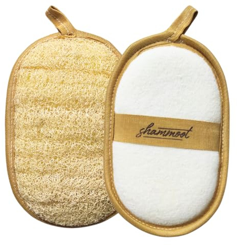 Shammoot Natural Loofah Exfoliating Body Scrubber – Jordanian Natural Loofah Sponge Exfoliates Face & Body for Healthier Skin – 2-Sided Lufas for Men & Women – Body Wash Scrubber (Pack of 1)