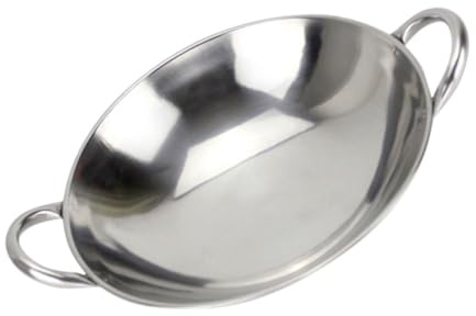 PAMINGONO Wok de Acero Inoxidable con Diseño de Gran Capacidad y Fondo Redondo, Sartén Fácil de Limpiar Adecuado para Reuniones Familiares