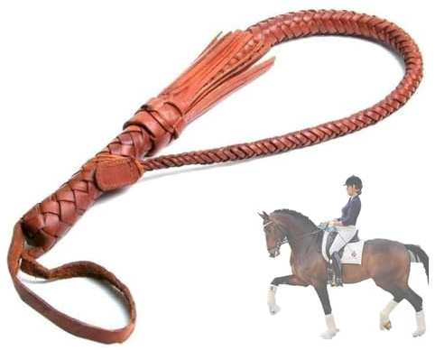 Fruste in pelle di mucca fatte a mano, fruste da equitazione, accessori equestri, cultura dell'equitazione per sport all'aria aperta (marrone)