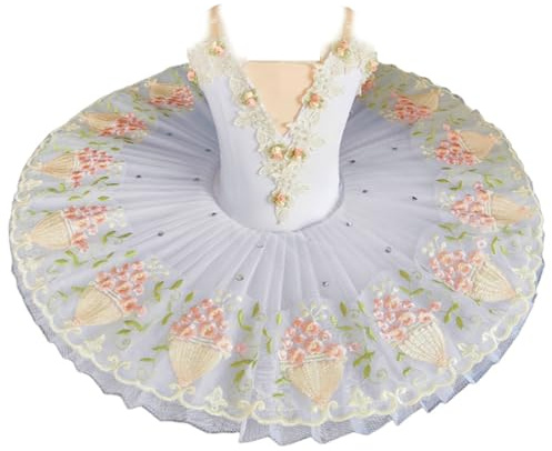Professionell balett tutu, för barn broderad pannkaksfat Tutu, flickdans ballerina festdräkter,B,120