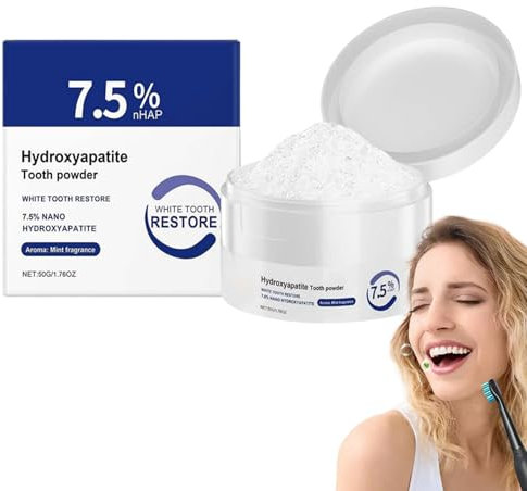 Hydroxylapatit-Zahnpulver, 50g Hydroxylapatit-Pulver, Reparatur weißer Zähne mit Hydroxylapatit, sanfte Minze, frischer Atem (1 Stück)