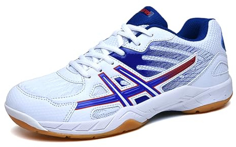 sekiueo Zapatillas De Bádminton Hombre Tenis para Niños Pickleball Deportivas Ligeras Antideslizantes para Cancha De Squash En Interiores,Blanca,36 EU