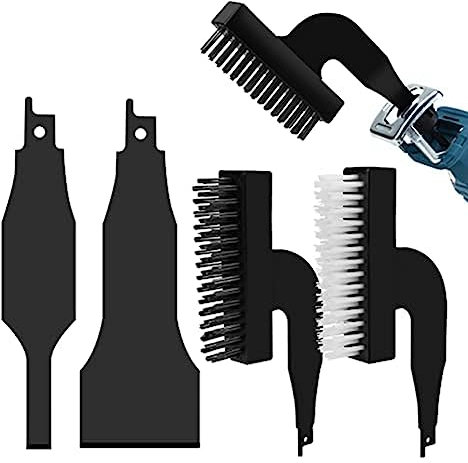 Rtauhife 4-Teiliger Säbelsägen-Schaberklingensatz, Schwarzer Legierter Stahl + Kohlenstoffstahl + Metall-Reciprotools-Aufsätze und Adapter für Säbelsägen