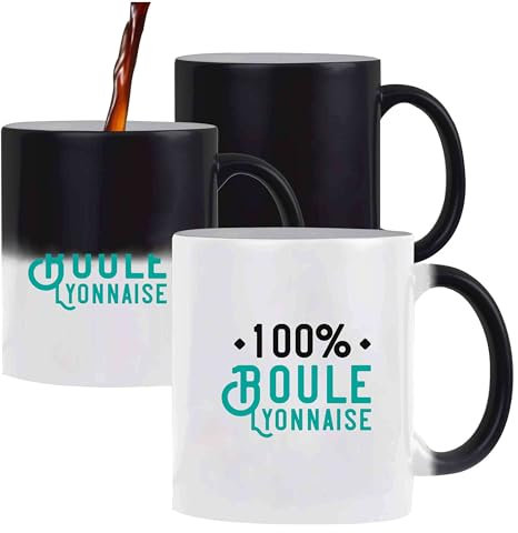 Tasse Magique 100% boule lyonnaise | Mug | Idée Tasse Personnalisable qui change de couleur Cadeau Anniversaire Fête Original Famille Travail Départ Collègue Retraite Noël.