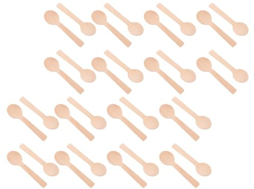 SHOWERORO Mini de Madera para 10 CM 200 Unidades Cucharitas para Degustación de Helado y Aperitivos Utensilios Ecológicos para Cocina y Eventos