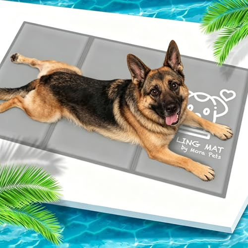 Pawtasy Tapis Rafraichissant pour Chien et Chats Tapis Refroidissant Gel Non Toxique Tapis Fraicheur pour Animaux de Compagnie Matelas Refrigerant Étanche et Facile à Nettoyer L 90 x 50 cm, Gris