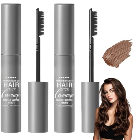 2 Stück Haarfärbemittel für Ansatz & Graue Haare–Wurzelabdeckung Mascara mit Präzisionsspitze,wasserdichte und schweißdichte Formel, natürlich deckende Ansatzfarbe für Frauen und Männer (Schwarz)