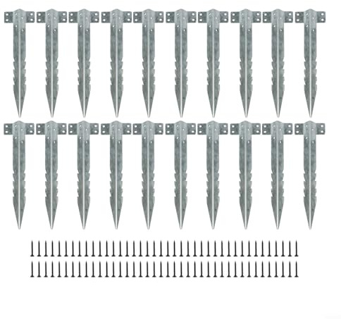 Lot de 20 supports métalliques pour traverses de chemin de fer avec piquets dentelés et vis, utilisés pour les parterres de fleurs surélevés et les pots de fleurs en bois