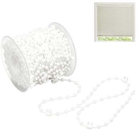 10 m Vertikaljalousie Kette mit 100 Clips, weiße untere Verbindungskette für 89 mm Lamellen, Vertikal Rollo Ersatzkette auf Kunststoffspule, Reparatur Zubehör für Lamellenvorhang Wohnzimmer Bad Schlaf