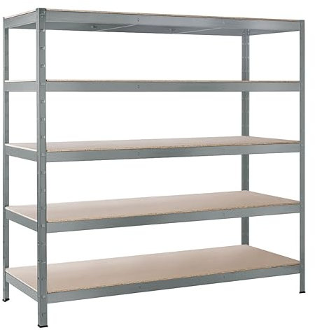 SCHULTE Regalwelt Schwerlastregal mit 5 Ebenen, 180x160x60 cm (HxBxT), Traglast pro Ebene ca. 250 Kg, verzinkt, Lagerregal, Kellerregal, Werkstattregal, Steckregal