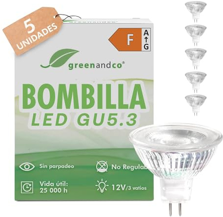 5x GU 5.3 MR16 LED 12V | ersätter 30 W | varmvitt 2700 K | CRI 90+ | 3W 270 lm | 38° Strålningsvinkel | Inget flimmer | COB-LED-glödlampa | ej dimbar