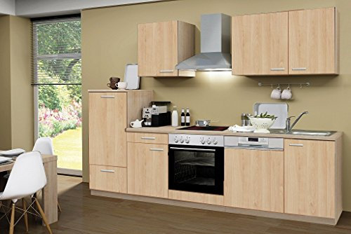 idealShopping GmbH Küchenblock ohne Elektrogeräte Classic 280 cm in Sonoma Eiche Nachbildung (Geschirrspüler geeignet)
