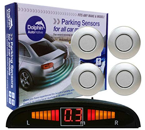 Dolphin Automotive DPS450 Reverse Parking Sensors In 32 Colours 4 Ultrasonic Radar Sensors Kit Audio & Display Alert System - Silver