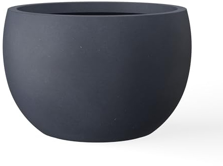 Kante 19.9 Dia Round Concrete Planter, Outdoor/Indoor Large Bowl Plant Pots with Drainage Hole and Rubber Plug for Garden Patio Balcony Home, Charcoal