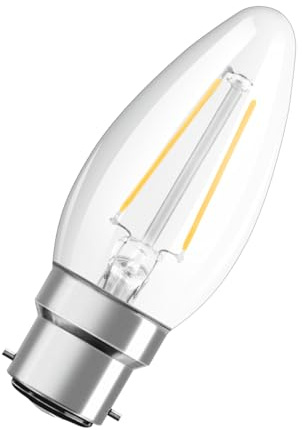 Osram LED Star Classic B25, ampoule LED à filament clair en forme de bougie, culot B22d, blanc chaud (2700K), en remplacement des ampoules classiques 25W, 1-pack