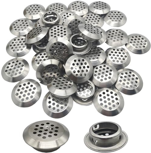 CTRICALVER 35Pcs Rejilla de ventilación de Acero Inoxidabl | de Malla Agujero Redondo Rejilla de Ventilación Ø25mm | para Gabinete, Guardarropa, Gabinete del Zapato, Gabinete Decorativo