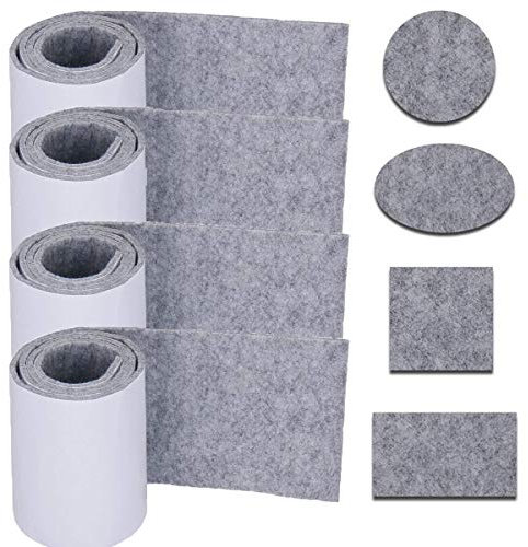 100 * 10cm Felt Strip Roll, DBAILY 4x1M Self Adhesive Felt Tape Roll Cut into Any Shape DIY Furniture Protect Pads Felts Strip Tape for Hard Surfaces (Grey)