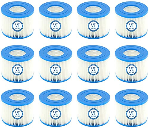 Mscomft VI Replacement Filter Cartridge for Pool, VI Filter Replacement Filter for Bestway Flowclear Pool Filter, for Bestway VI Filter, for Miami, Vegas, Monaco, Size 6-58323 (12pcs)