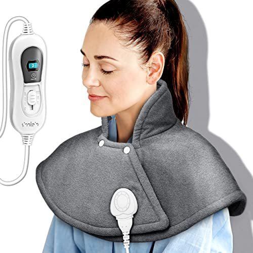 sinnlein Termoforo Elettrico per Cervicale e Spalle | Cuscinetto Riscaldante con 3 Impostazioni di Temperatura e Spegnimento Automatico | Cuscino Riscaldante con Spegnimento Automatico e 100W (Grigio)