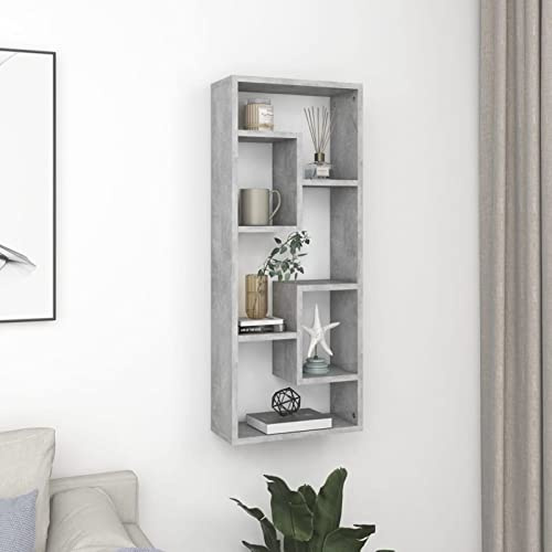 Gecheer Mensola sospesa, scaffale a muro, 36 x 16 x 90 cm, legno multistrato, grigio cemento, for ufficio, bagno, camera da letto, soggiorno, cucina