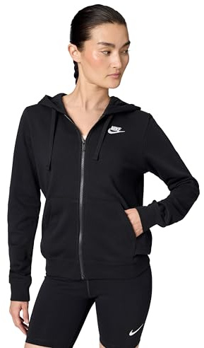 Nike Women's Sportswear Club Fleece Full-Zip Hoodie, Black/White, X-Large