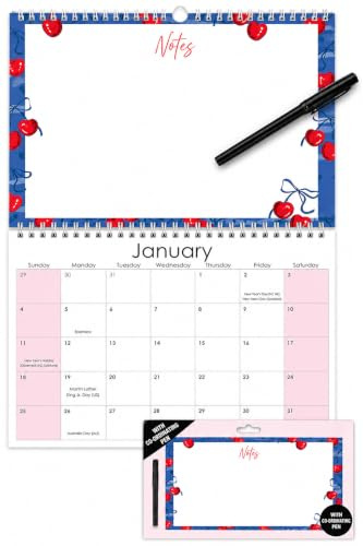 Memoboard 2024, Wandkalender, Spiralbindung, Hängeplaner, Monatsansicht, Familien-Organizer mit Draht, abwischbarer Stift (Schmetterling))