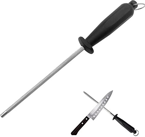 Wetzstahl für Messer, XIACIBDUS Messerschärfer Edelstahl, Ergonomischer Kunststoffgriff, professionelle wetzstab für koch (schwarz)