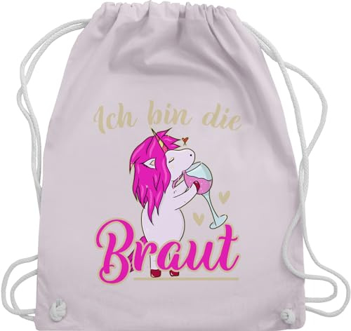 Shirtracer Turnbeutel Rucksack - JGA Junggesellenabschied Frauen - Ich bin die Braut - Einhorn gold/fuchsia - Unisize - Pastell Rosa - brautgeschenk brauttaschen bachelorette party juterucksäcke