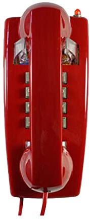 Ronyme Teléfono Fijo Vintage mecánico Teléfono de Pared Teléfono de Pared para Garaje de Oficina, Rojo