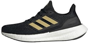 adidas Damen Pureboost 23 Shoes, Core Black/Gold Metallic/Carbon, 39 1/3 EU