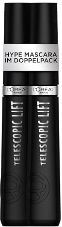 L'Oréal Paris Mascara im Doppelpack, Langanhaltendes Lifting bis zu 36 Stunden, Sichtbar mehr Wimpernlänge, Telescopic Lift, Schwarz, 2 St.