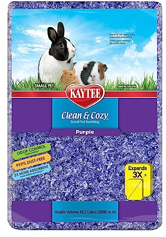 Kaytee Superpet | Clean & Cozy para Animales pequeños/Roedor/Cama para hámster | Morado | 99,9% Libre de Suciedad| Control de olores | 49,2 litros