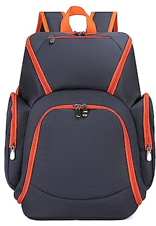 FANDARE Basketball Rucksack Fußballtasche Schulrucksack Turnbeutel Daypack Schulrucksack Schulranzen für Volleyball, Basketball, Stadion und Strand Sportbeutel Dunkelblau-Orange