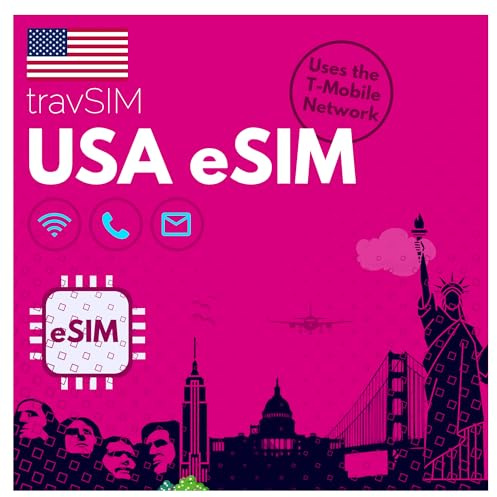 travSIM USA eSIM | T-Mobiles nätverk | 50 GB data i 4G/5G-hastigheter | USA eSIM har obegränsade nationella samtal och sms | US SIM card 10 dagar