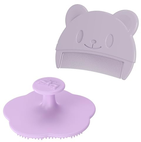 RTRTGS 2PCS Kopfhaut Massagebürste Baby, Baby Badebürste, Milchschorf Baby Entfernen Bürste,Weiche Borsten, Haarkamm für Baby Geeignet für Neugeborene, Baby