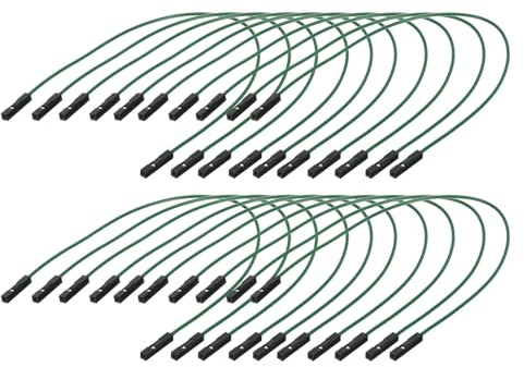 sourcing map Female to Female 1Pin Breadboard Jumper Wire Ribbon Cable 20cm Long Electronics Breadboard Ribbon Cables for Breadboard Electronic Projects Pack of 20,Green