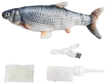 Tiardey 1PCS elektrisches Fisch-Katzenspiel, Katzenminze-Plüsch-Simulationsfisch-Ca für Katzen im Innenbereich, Haustiere, herumflatternde/bewegende Katze, Hund, Fischkätzchen