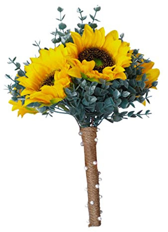 Anneome Künstlicher Sonnenblumen Brautstrauß Realistischer Hochzeitsblumenstrauß Für Landhochzeiten Festivals Und Feiern Elegante Deko Für Hochzeiten Partys Und Zuhause Langlebig Und